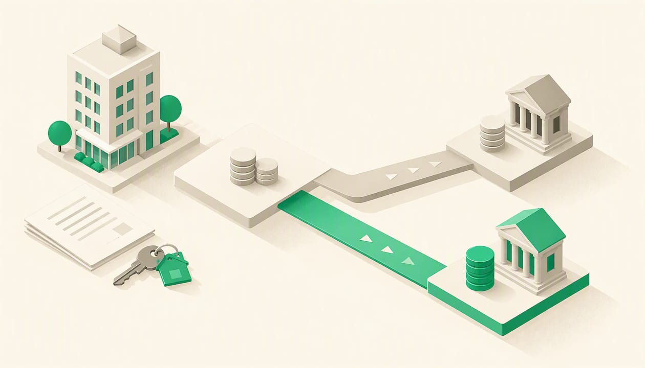 Geometryczna ilustracja podziału płatności na dwie ścieżki